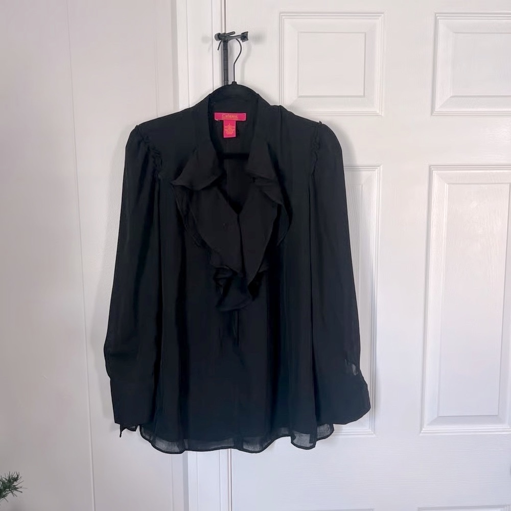 Catherine Malandrino Black Long sleeve Blouse Size Large